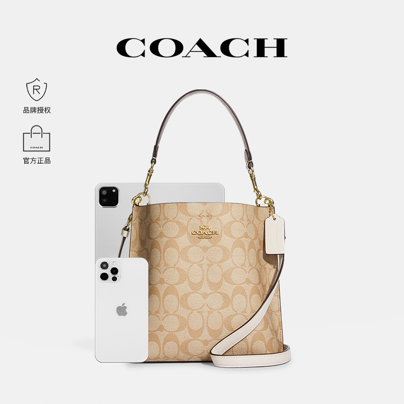 【官方授权】COACH/蔻驰 新款女印花MOLLIE水桶包单肩斜挎手提包 - 图3