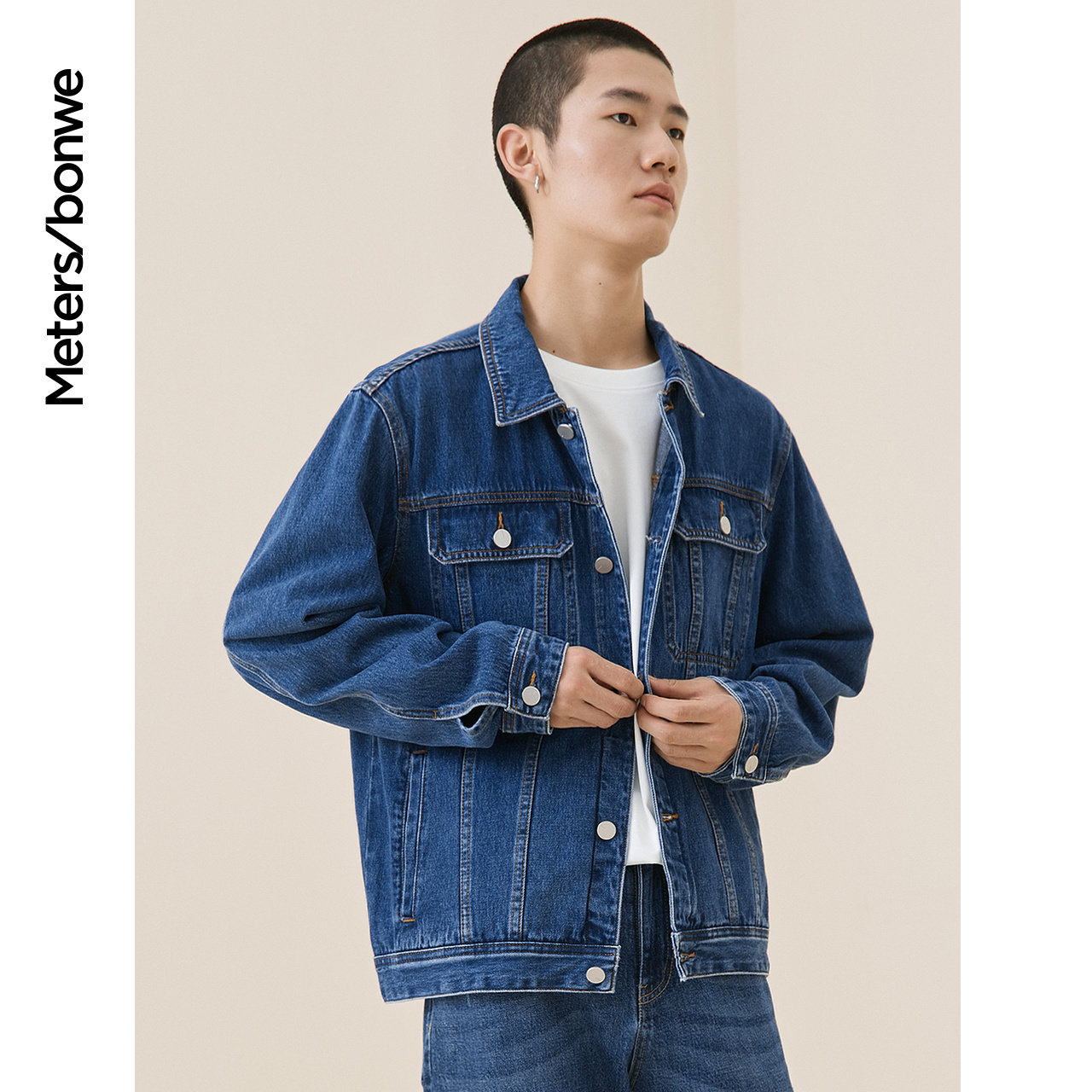 美特斯邦威牛仔男春夏简洁宽松夹克 美特斯邦威outlets店夹克