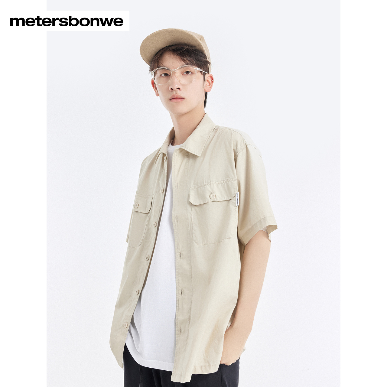 春夏美特斯邦威多口袋工装宽松衬衫 美特斯邦威outlets店衬衫