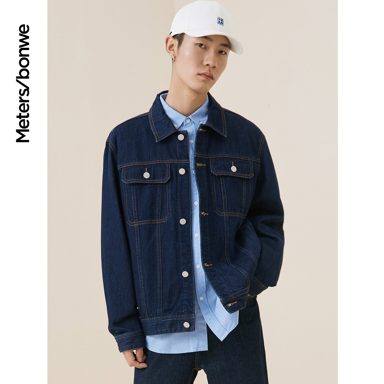 美特斯邦威牛仔男春夏简洁宽松夹克 美特斯邦威outlets店夹克