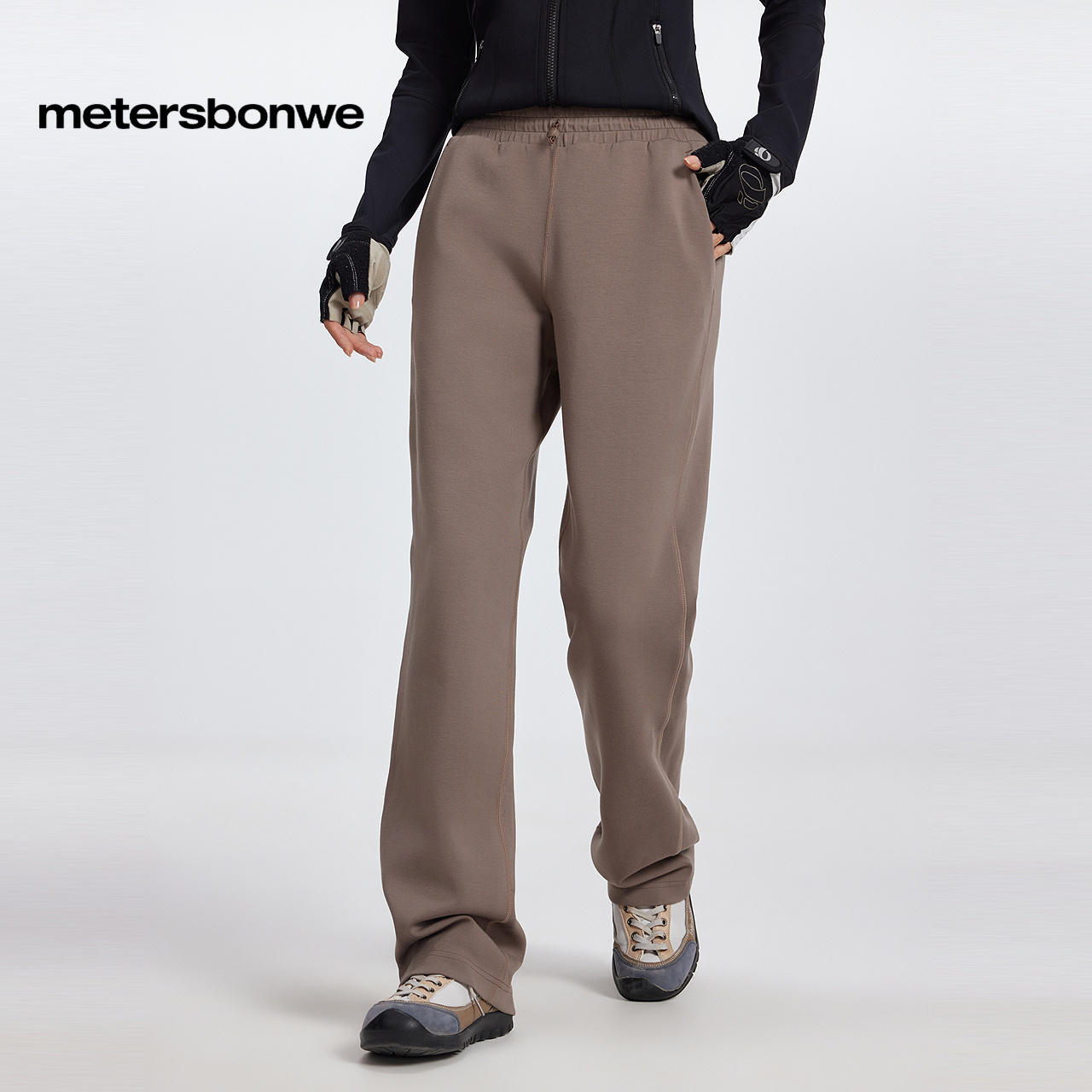 美特斯邦威抽绳显瘦直筒裤女春夏新款舒适简约百搭时尚休闲裤卫裤 - 图1