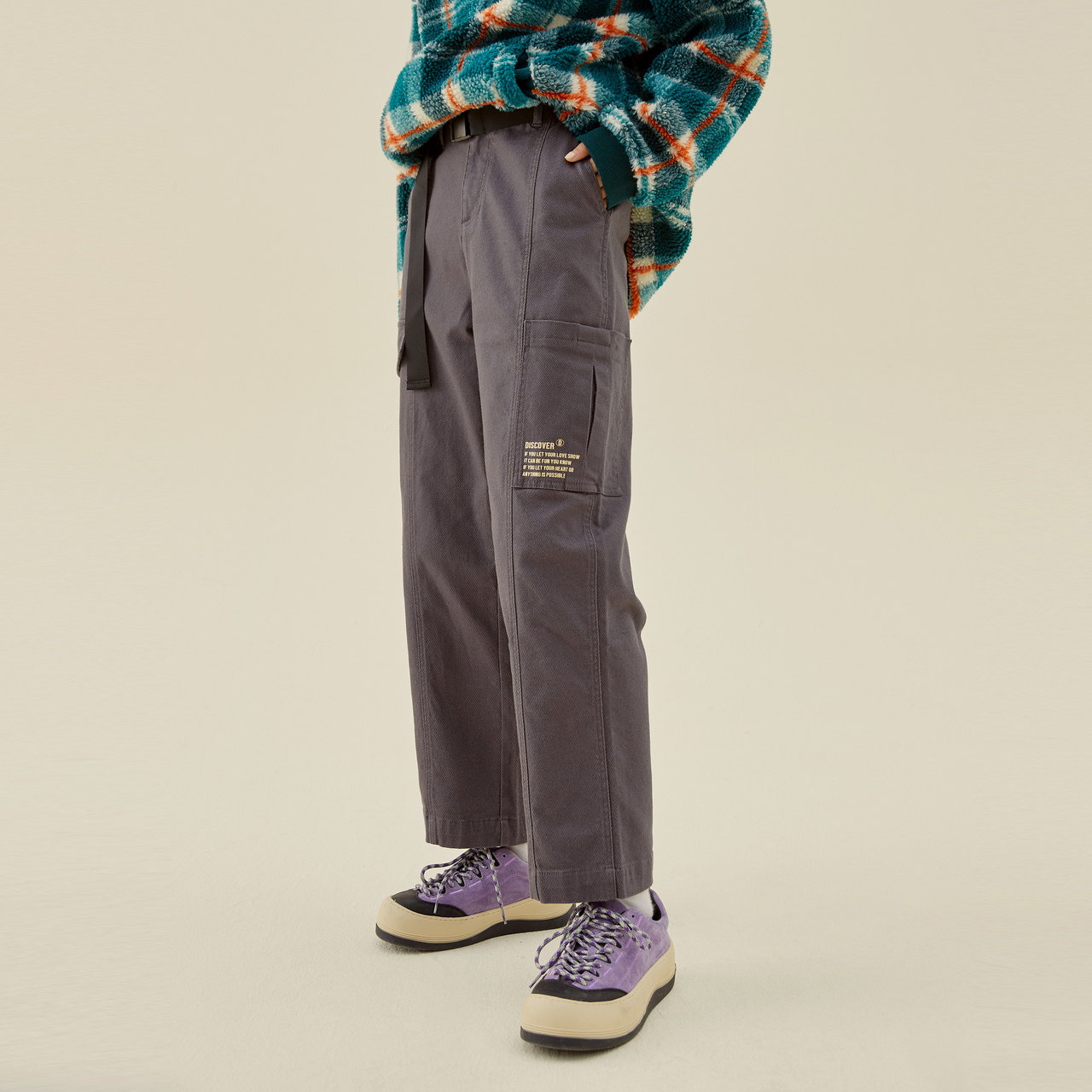 美特斯邦威高腰直筒女工装裤棉布裤 美特斯邦威outlets店休闲裤