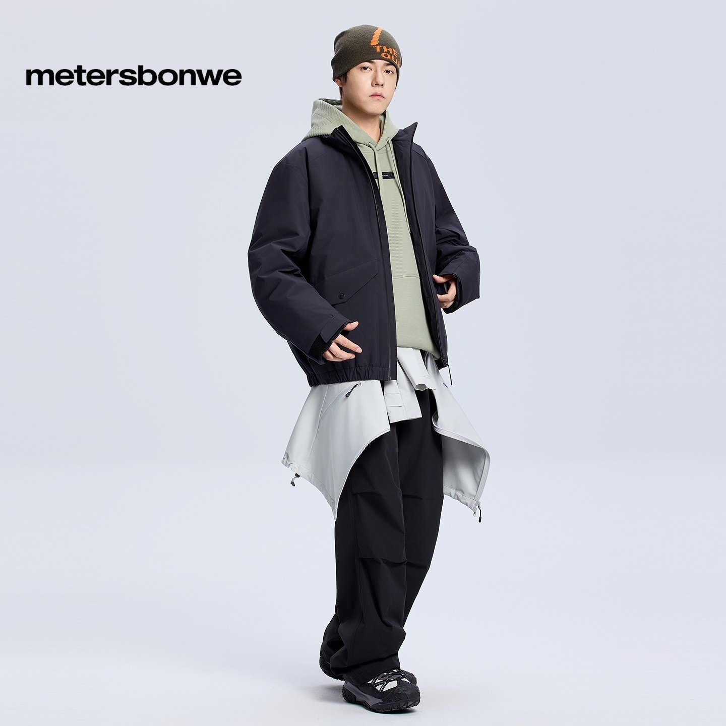 美特斯邦威男款2025新款冬季立领做旧短款夹克羽绒服休闲三防外Q - 图1