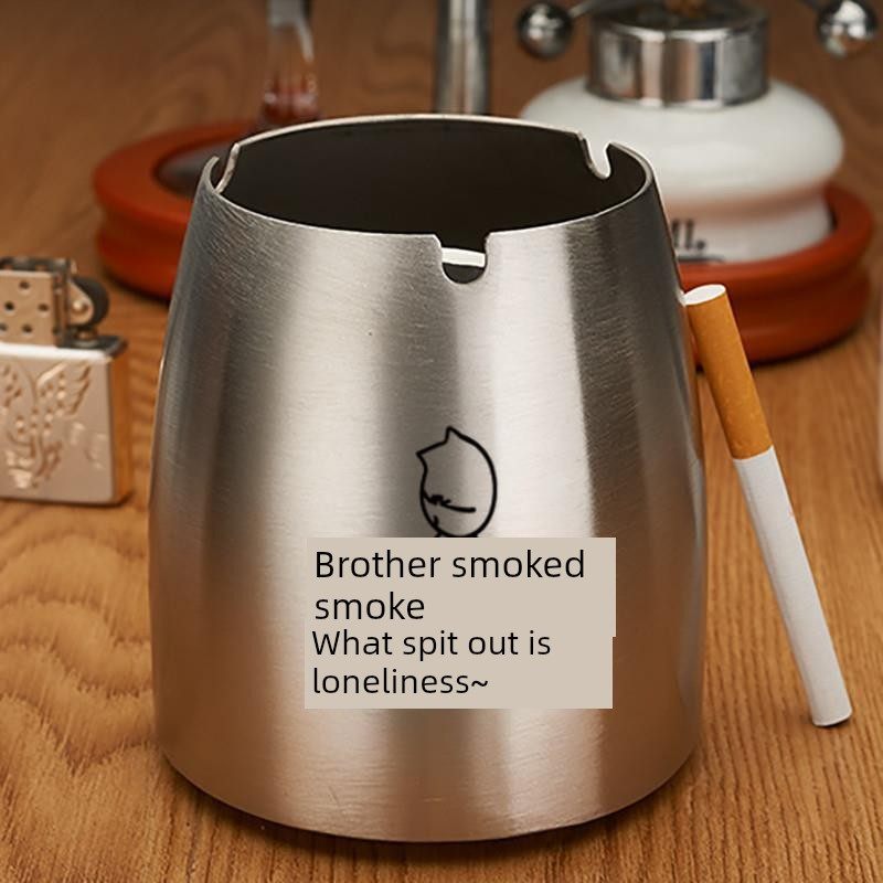 加厚防风不锈钢烟灰缸带盖子时尚家用商务电竞台球茶桌高档烟灰盅,淘宝优惠券,粉丝福利购,淘宝优惠卷