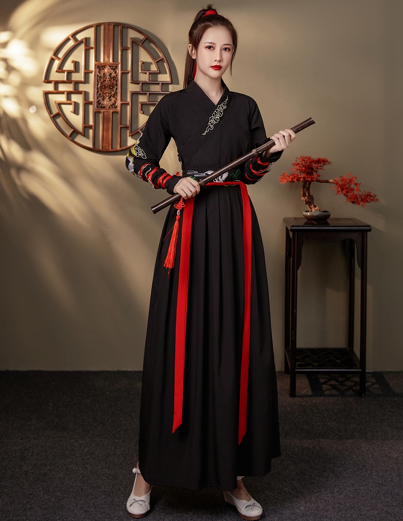 武侠风中国风交领齐腰襦裙班服汉服 美缇雅乐民族服装/舞台装