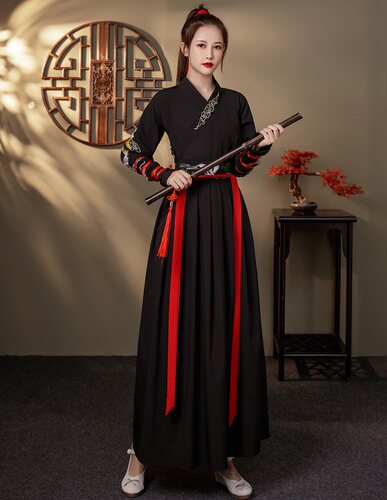 古装剑舞打鼓武侠风汉服女中国风女侠古风演出侠客雪龙吟古典舞蹈 - 图3
