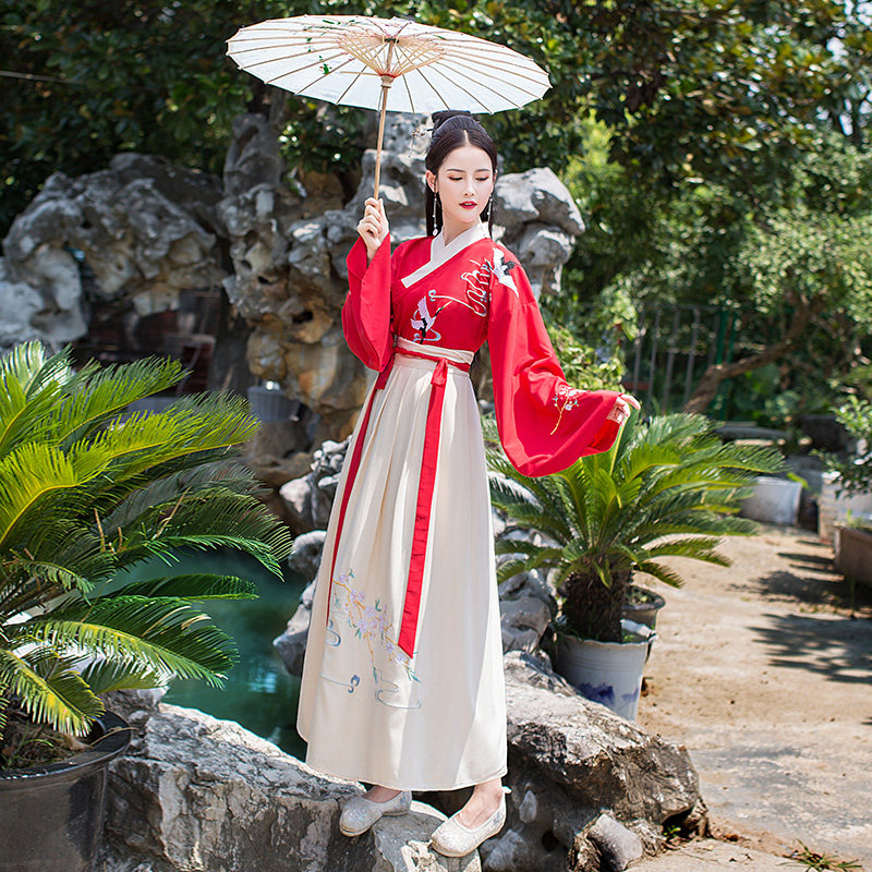 正品原创鹤梅改良交领齐腰飘逸汉服 美缇雅乐民族服装/舞台装