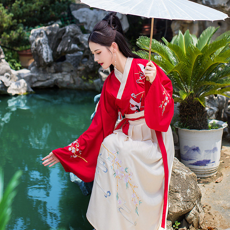 正品原创鹤梅改良交领齐腰飘逸汉服 美缇雅乐民族服装/舞台装