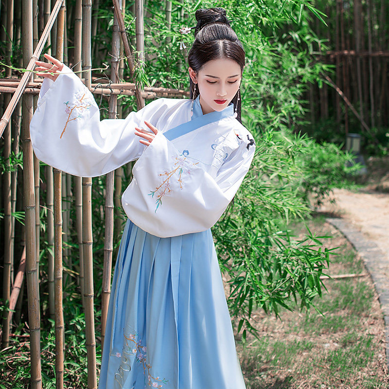 正品原创鹤梅改良交领齐腰飘逸汉服 美缇雅乐民族服装/舞台装