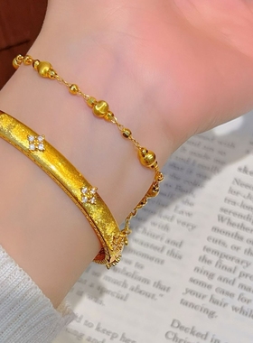 金店同款古法拉丝闪耀蹦迪猫眼珠手链叠戴高级感猫眼珠戒指