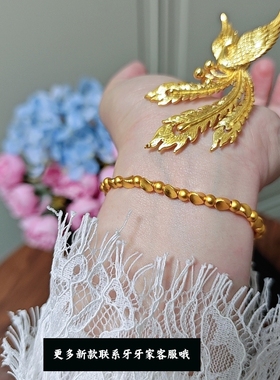 金店同款古法传承24k金多面切割扭扭珠转运珠弹力环叠戴手串