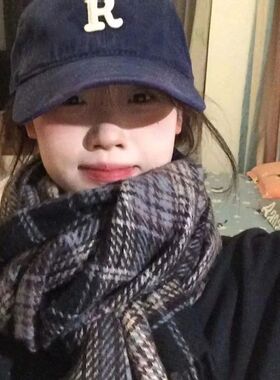 新款棒球帽子女黑色大头围ins百搭显脸小学生情侣字母刺绣鸭舌帽