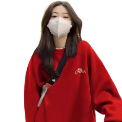 one more加绒卫衣女冬季新款红色圆领S码