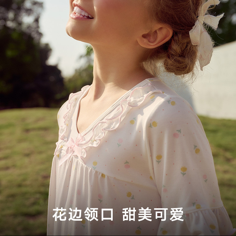 曼妮芬女童短袖睡裙可爱印花舒适莫代尔儿童家居服女孩度假起居服,淘宝优惠券,粉丝福利购,淘宝优惠卷