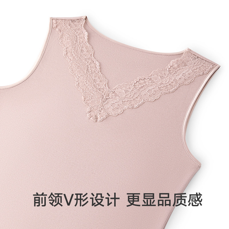 【舒暖】曼妮芬舒适暖衣女士山羊绒性感蕾丝V领无袖背心内搭秋衣,淘宝优惠券,粉丝福利购,淘宝优惠卷
