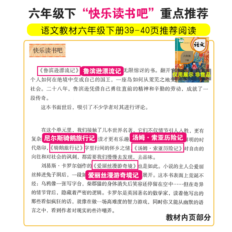 全套4册 鲁滨逊漂流记六年级必读课外书爱丽丝漫游奇境记正版书尼尔斯骑鹅旅行记汤姆索亚历险记 快乐读书吧六年级下册必读课外书 - 图0