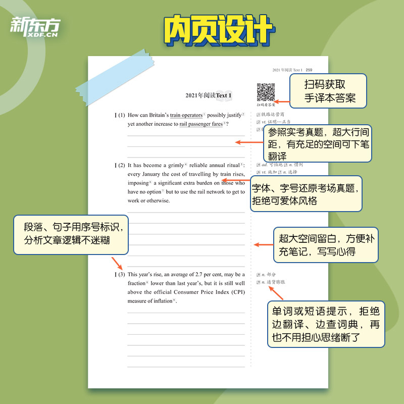 官方现货】新东方 2025考研英语一英语二真题手译本2025王江涛2012-2024阅读历年真题翻译长难句笔记解析搭高分写作张剑黄皮书唐迟 - 图2