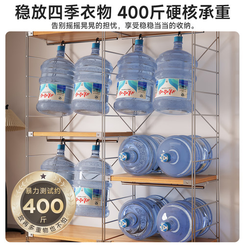 日式衣柜家用卧室开放式衣帽间金属置物架落地挂衣帽架收纳货架子 - 图1
