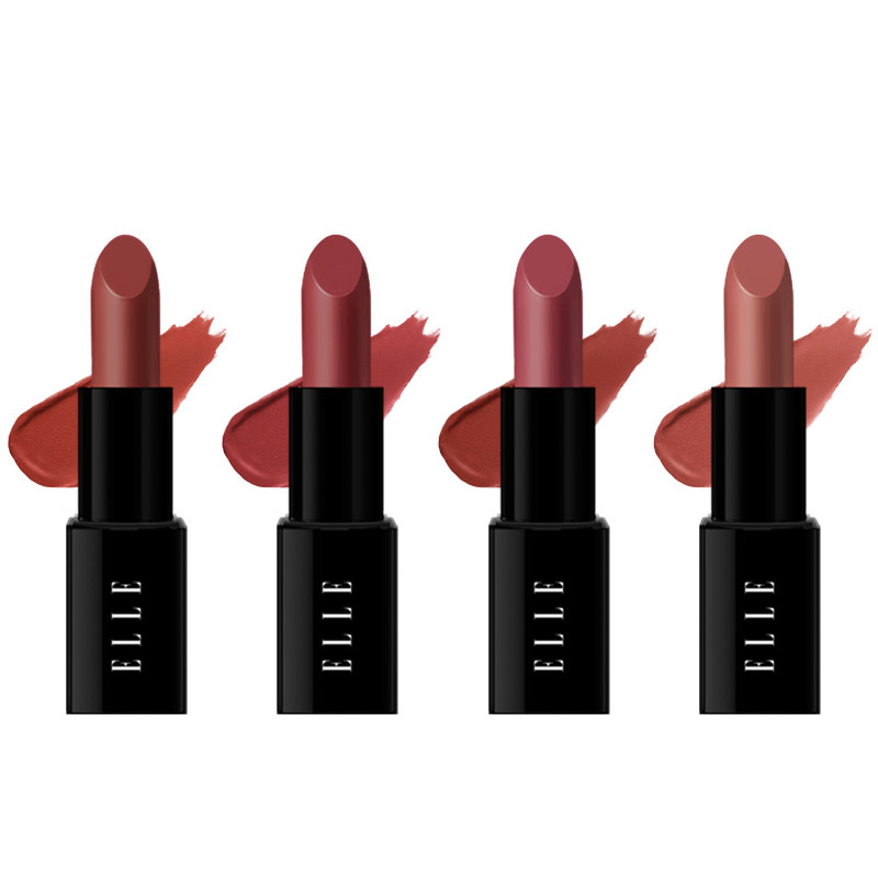【U先】ELLE倾雾哑光唇膏尤物绒情凝润唇膏4件套迷你口红试用1.4g - 图1