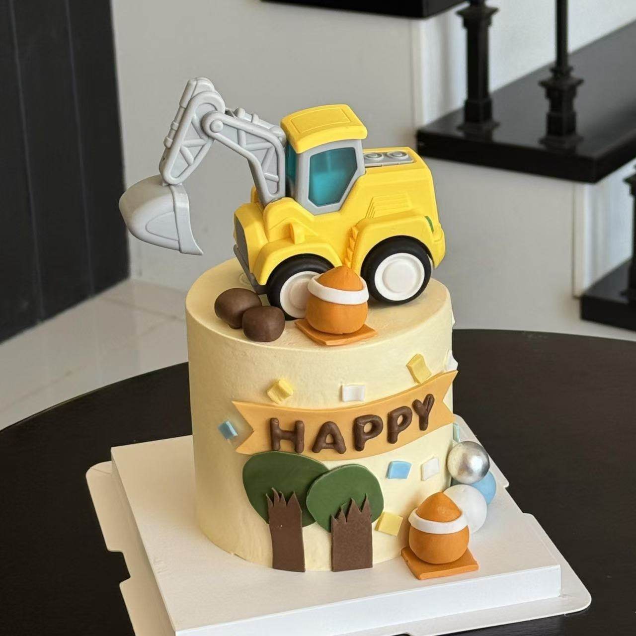 儿童工程车路障蛋糕装饰男孩按压挖掘机推土机烘焙装扮挖土机摆件,淘宝优惠券,粉丝福利购,淘宝优惠卷