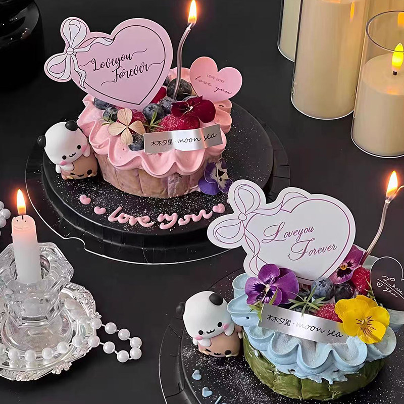 网红2.14情人节卡通一二布布蛋糕装饰摆件蝴蝶结爱心卡片装扮插牌,淘宝优惠券,粉丝福利购,淘宝优惠卷