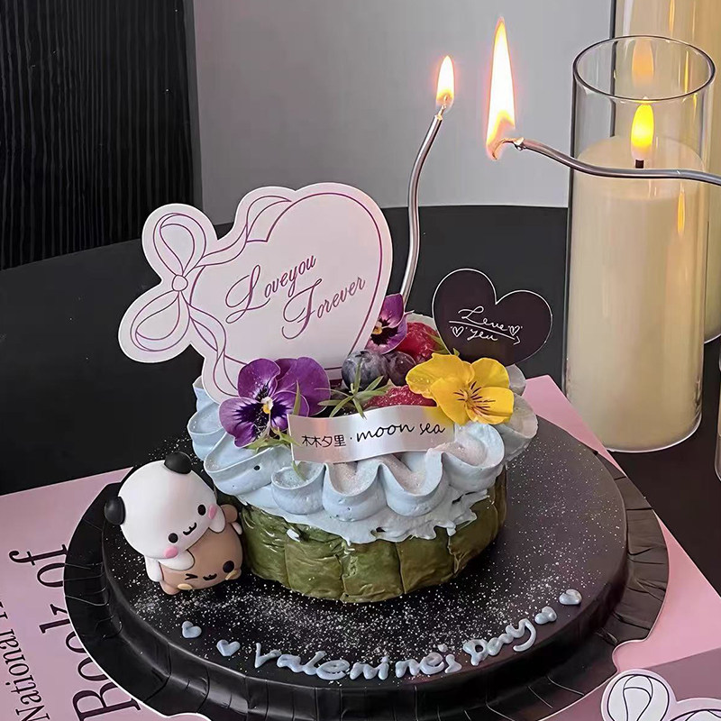 网红2.14情人节卡通一二布布蛋糕装饰摆件蝴蝶结爱心卡片装扮插牌,淘宝优惠券,粉丝福利购,淘宝优惠卷