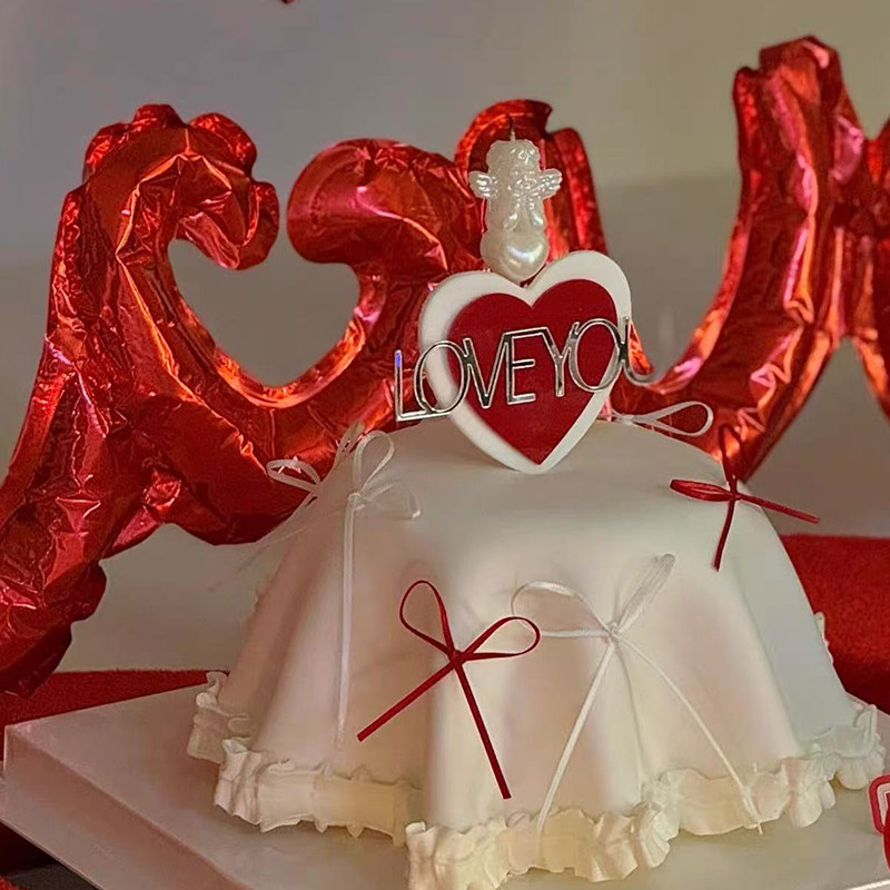 情人节烂漫氛围感小天使蜡烛蛋糕装饰love you爱心亚克力装扮插件,淘宝优惠券,粉丝福利购,淘宝优惠卷