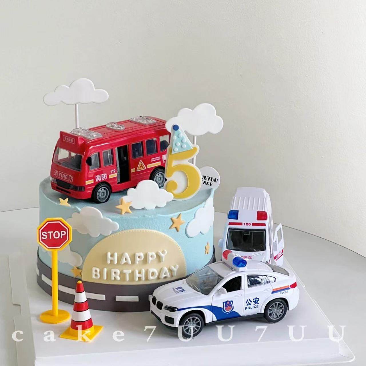 警车蛋糕装饰摆件 儿童生日警务车救护车消防员警察人偶 装扮插件,淘宝优惠券,粉丝福利购,淘宝优惠卷