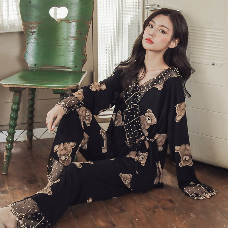 族玛士春秋女款高级感小熊情侣睡衣 族玛士睡衣/家居服套装