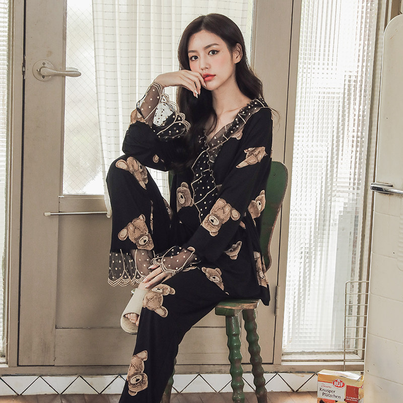 族玛士春秋女款高级感小熊情侣睡衣 族玛士睡衣/家居服套装