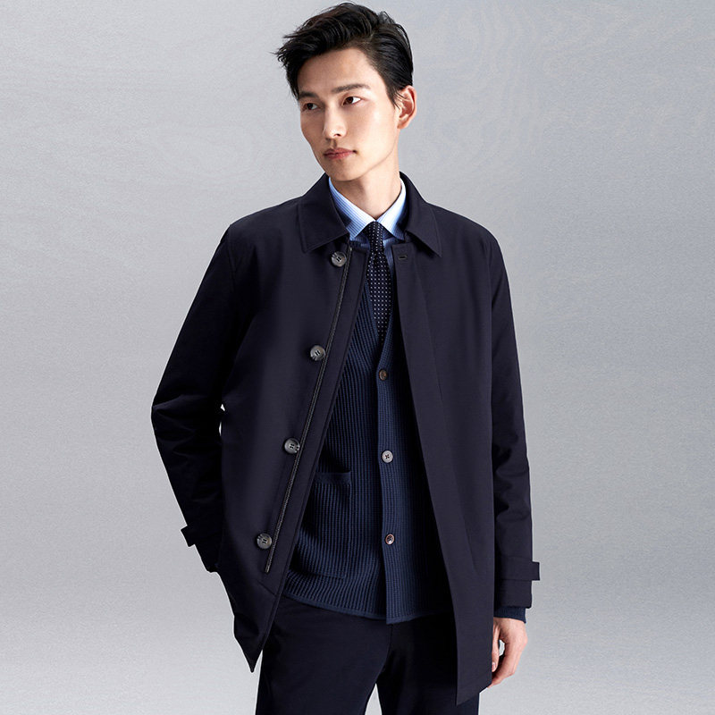 报喜鸟品牌秋冬新款商务休闲宽松男士加绒翻领风衣羽绒服外套男,淘宝优惠券,粉丝福利购,淘宝优惠卷