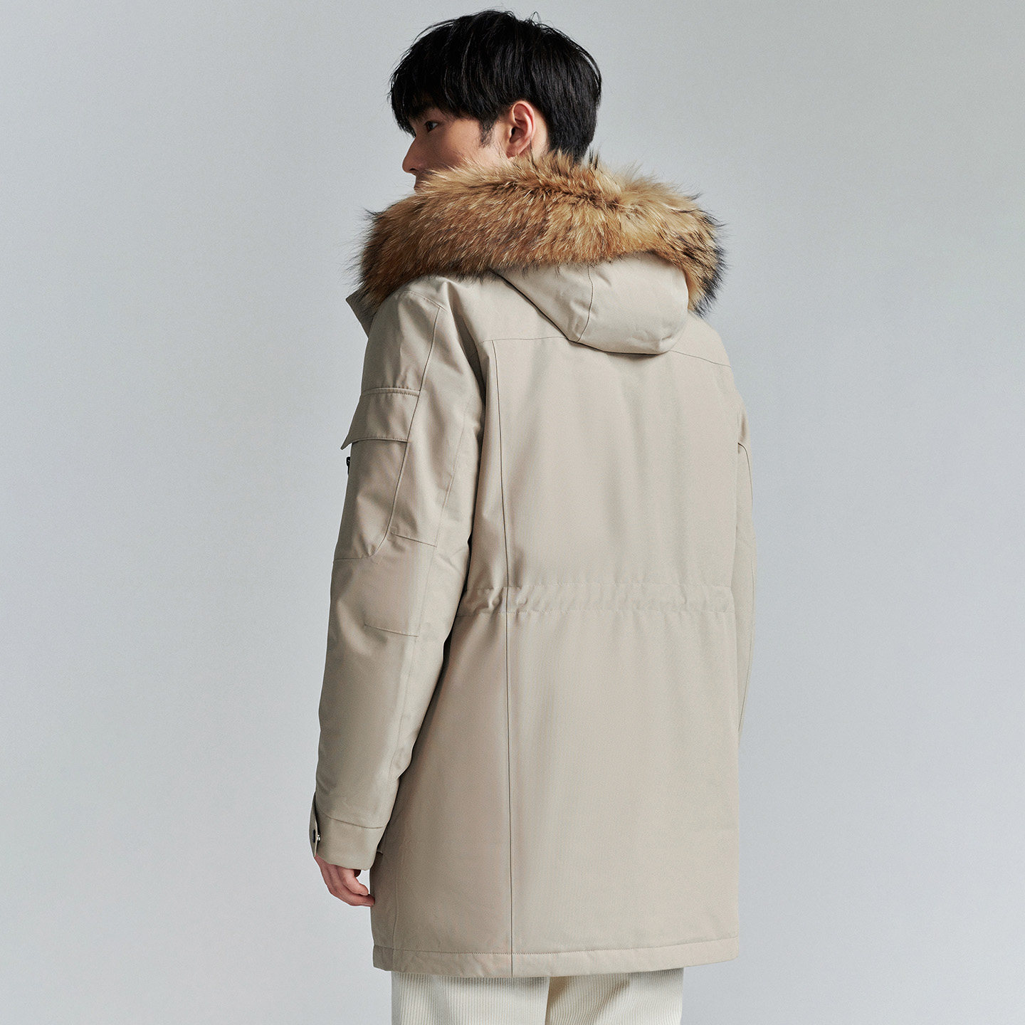 报喜鸟冬季新款男士时尚休闲毛领连帽羽绒服白鸭绒厚款上衣外套男 - 图2