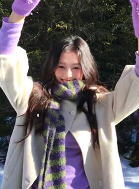 显白超百搭洋气配色围巾