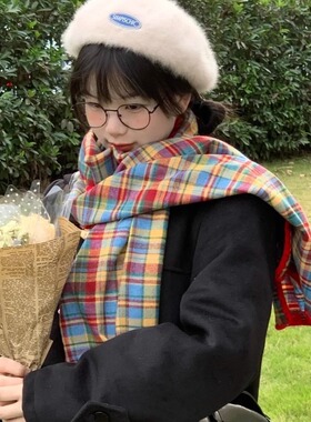 新年圣诞氛围感节日围巾女红色
