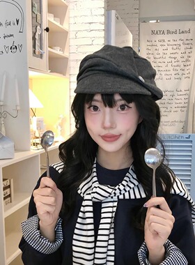 中古风秋冬画家帽子保暖