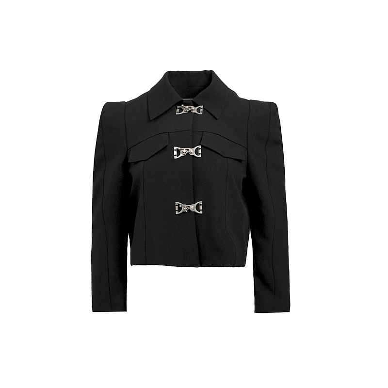 DNCY春季新款潮酷短款夹克小个子小众设计高级街头黑色机车服女