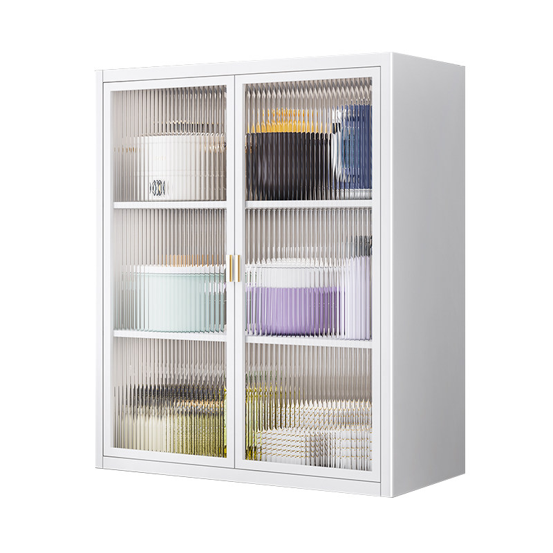 厨房免打孔置物架墙上壁挂式调料瓶储物带门防尘多功能壁柜收纳柜