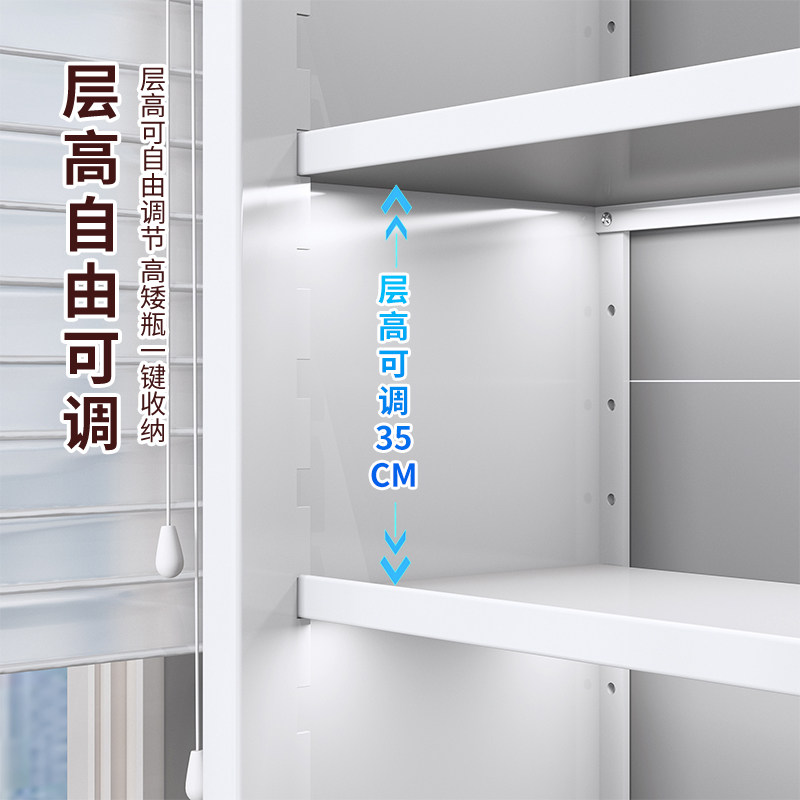 厨房免打孔置物架墙上壁挂式调料瓶储物带门防尘多功能壁柜收纳柜