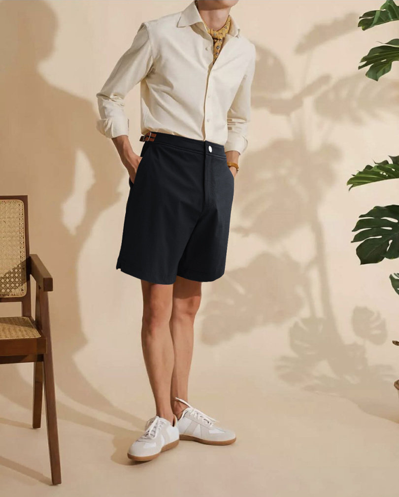 柜6250 意式轻奢撞色织带夏季男士高端透气耐磨时尚商务休闲短裤,淘宝优惠券,粉丝福利购,淘宝优惠卷