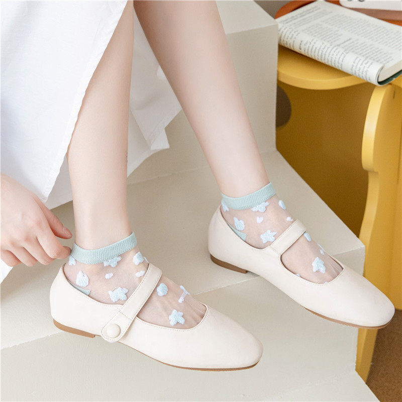 短袜子女夏季透明水晶玻璃丝短袜镂空纯棉底短筒春夏薄款卡丝船袜,淘宝优惠券,粉丝福利购,淘宝优惠卷