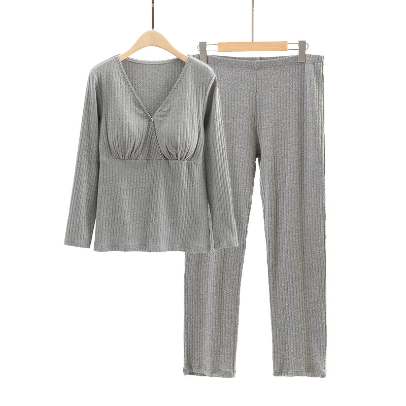 月子服纯棉吸汗春秋冬季孕妇10睡衣 若恬家居服套装