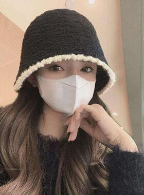 Women Bucket Hat Fashion Contrast Color Ear Protection Cap