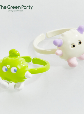 TheGreenParty萌趣小雪怪开口戒