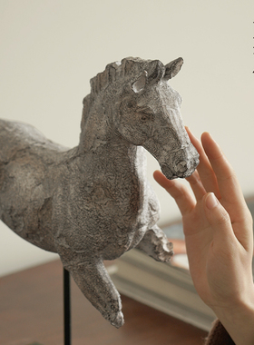 侘寂风抽象动物雕塑马摆件工艺品