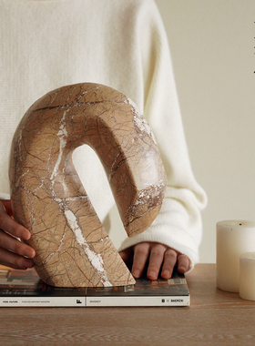 栗石轻奢大理石抽象几何桌面摆件