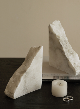 简约现代大理石三角书挡装饰摆件