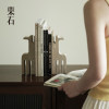 Wabi-sabi style resin imitation travertine bookend creative bookends