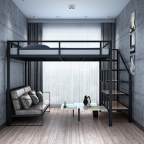 Double Iron Art Upper-level Single Iron Shelf Attic Height height duplex 2nd floor bed Elevated modern minimalist bed with bed plate