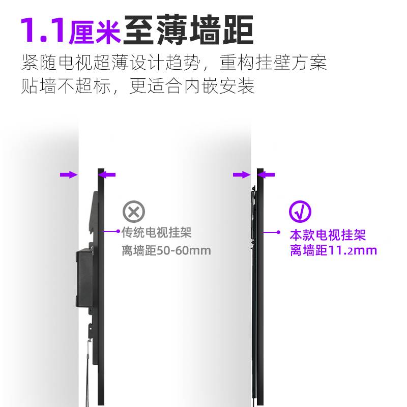 通用松下TH-65LX560CTH-55LX580C电视挂架贴墙超薄墙上壁挂支架 - 图1