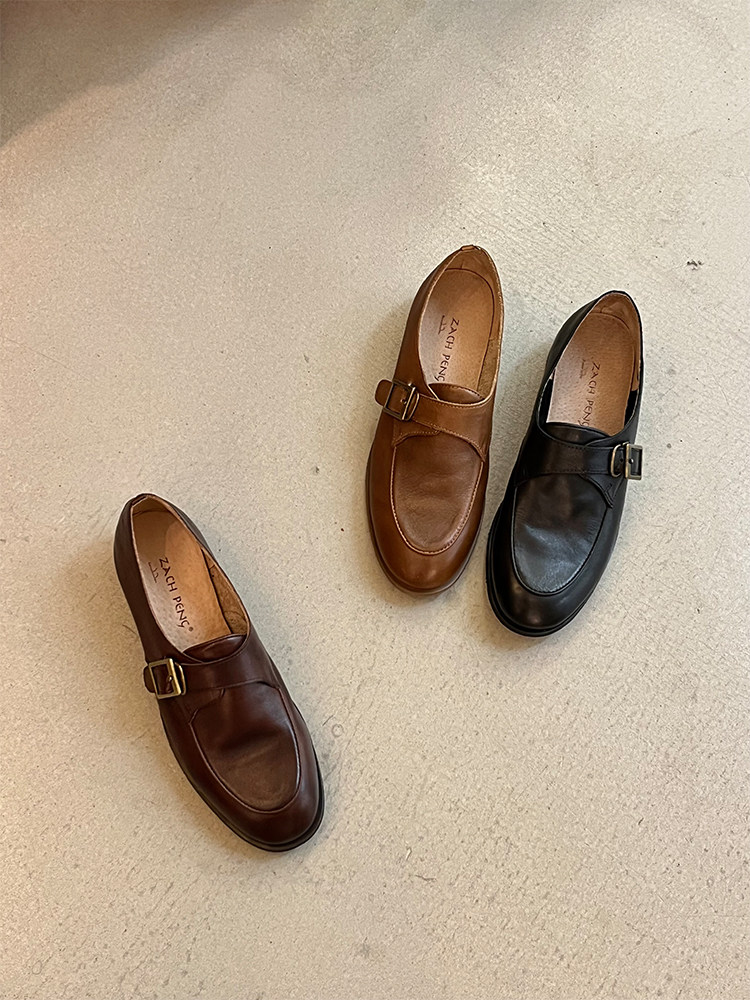 zachpeng2023年新款头层牛皮棕色复古小皮鞋单鞋春秋小众文艺女鞋,淘宝优惠券,粉丝福利购,淘宝优惠卷
